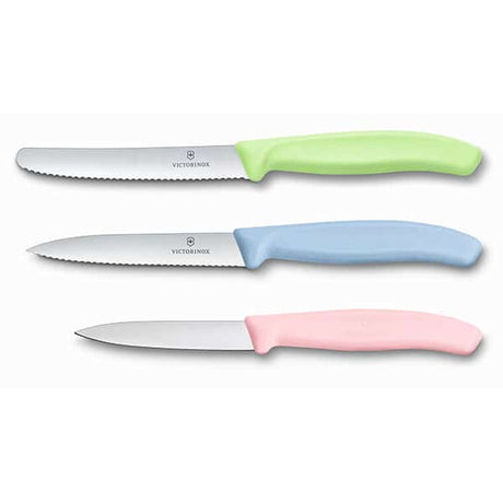 מארז 3 סכיני ירקות Victorinox בצבעי פסטל