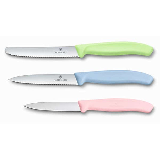 מארז 3 סכיני ירקות Victorinox בצבעי פסטל