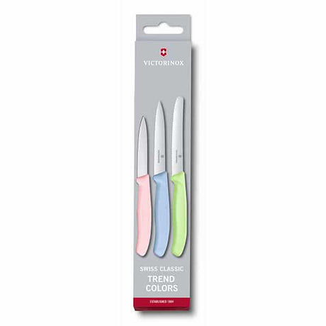 מארז 3 סכיני ירקות Victorinox בצבעי פסטל