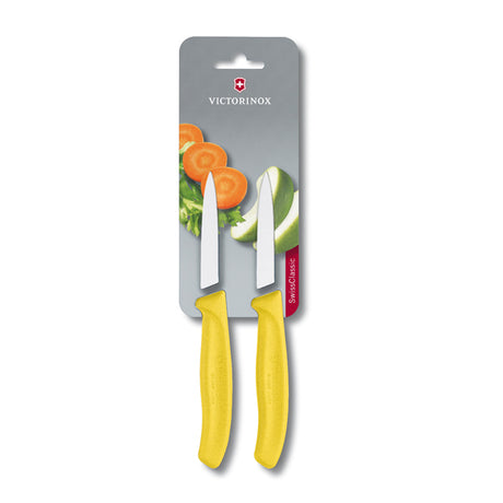 זוג סכיני ירקות חלקות צבעוניות Victorinox