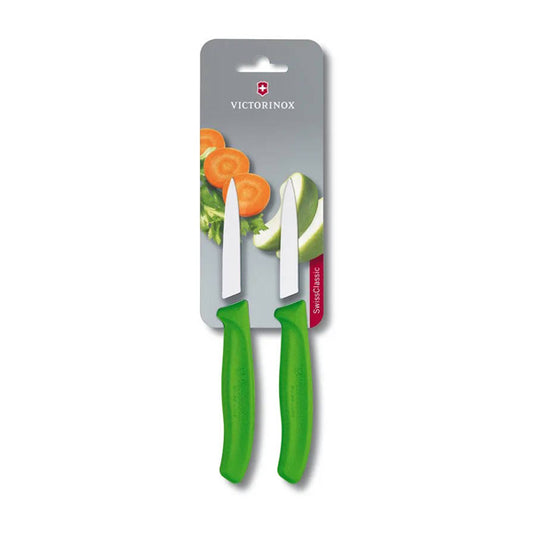 זוג סכיני ירקות חלקות צבעוניות Victorinox
