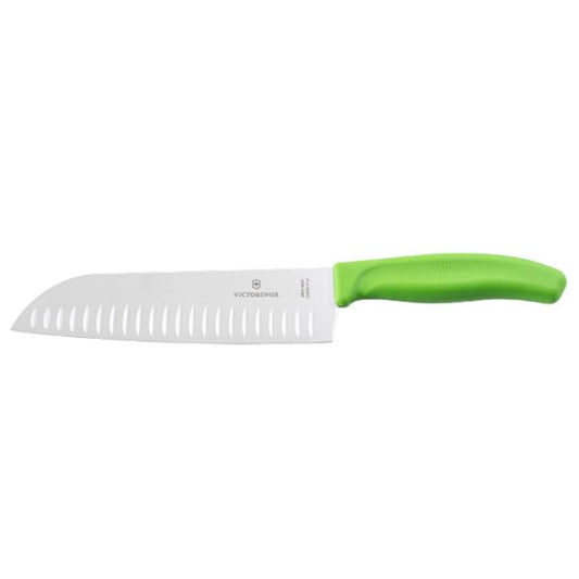 סכין סנטוקו מחורצת 17cm ידית ירוקה Victorinox