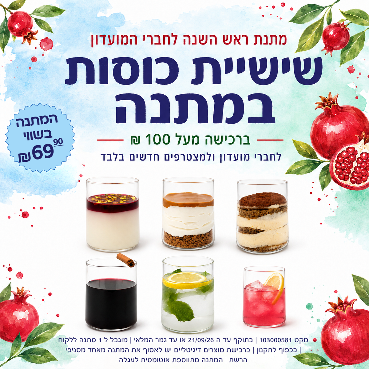 סט 6 כוסות זכוכית 320 מ"ל